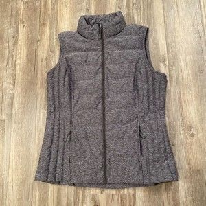 HeatKeep Womens Gray Poly Nylon Full Zip Puffer Vest Size Small Warm Cozy